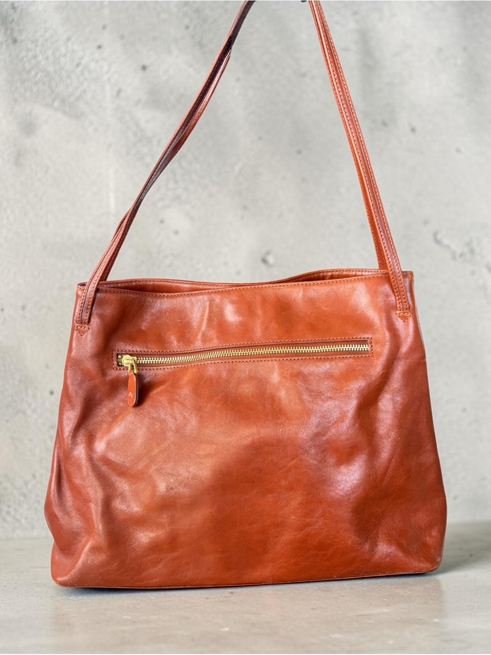 Monsac VTG Italian leather Chestnut Tote bag - Picture 7 of 9